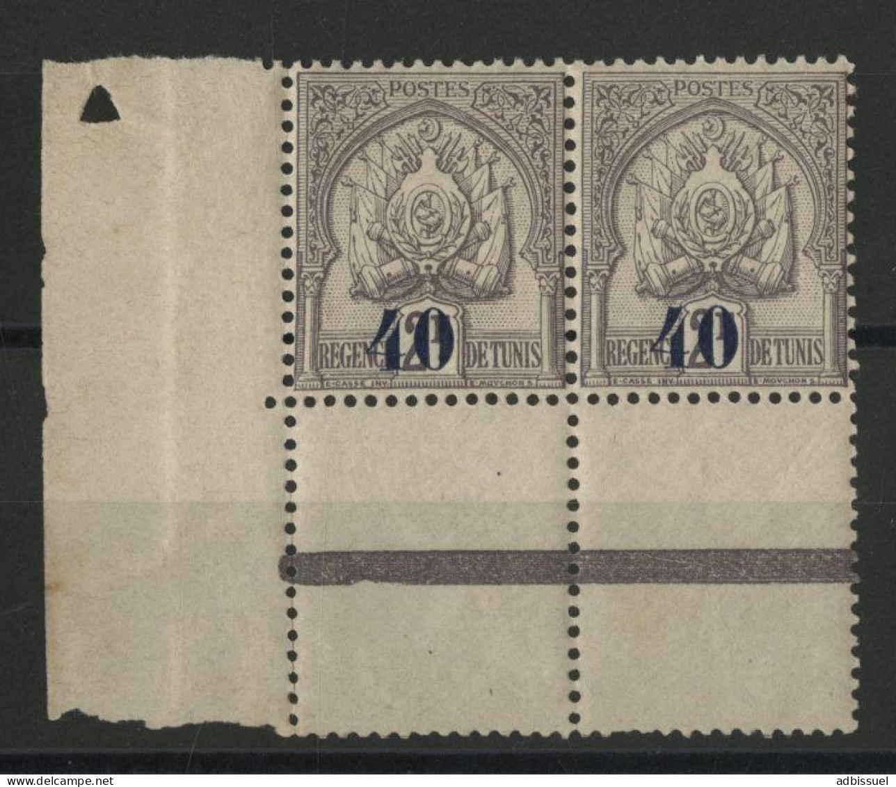 N° 44 PAIRE Neuve ** (MNH) Cote 34 € 40 Ct Sur 2 Fr Violet-gris Avec Coin De Feuille. TB - Unused Stamps
