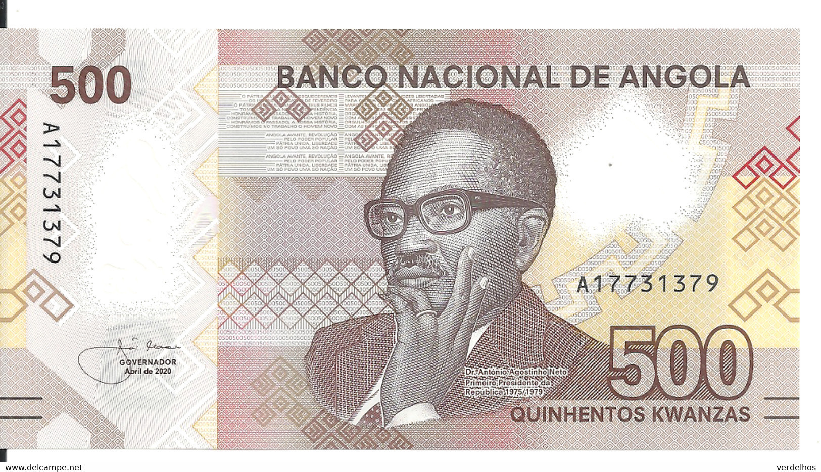 ANGOLA 500 KWANZAS 2020 UNC P 160 - Angola