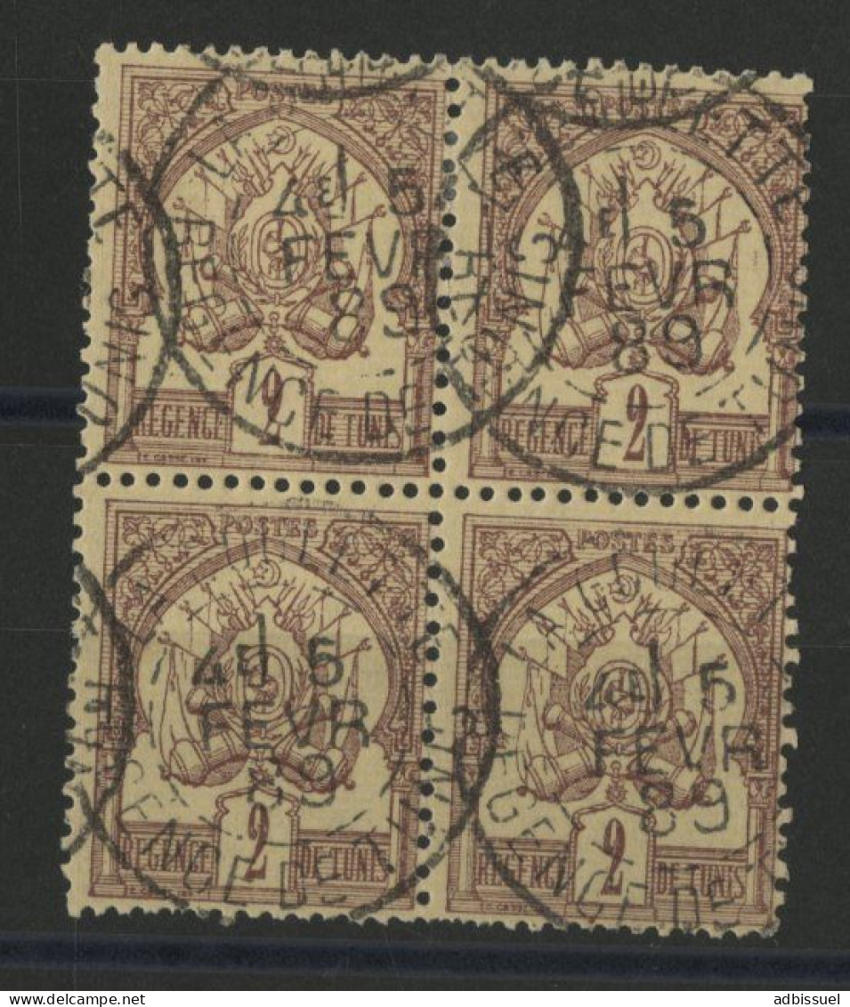 N° 2 Bloc De Quatre 2 Ct Type Armoiries Avec Fond Uni Obl. C. à D. LA GOULETTE 6/2/89 TB - Used Stamps