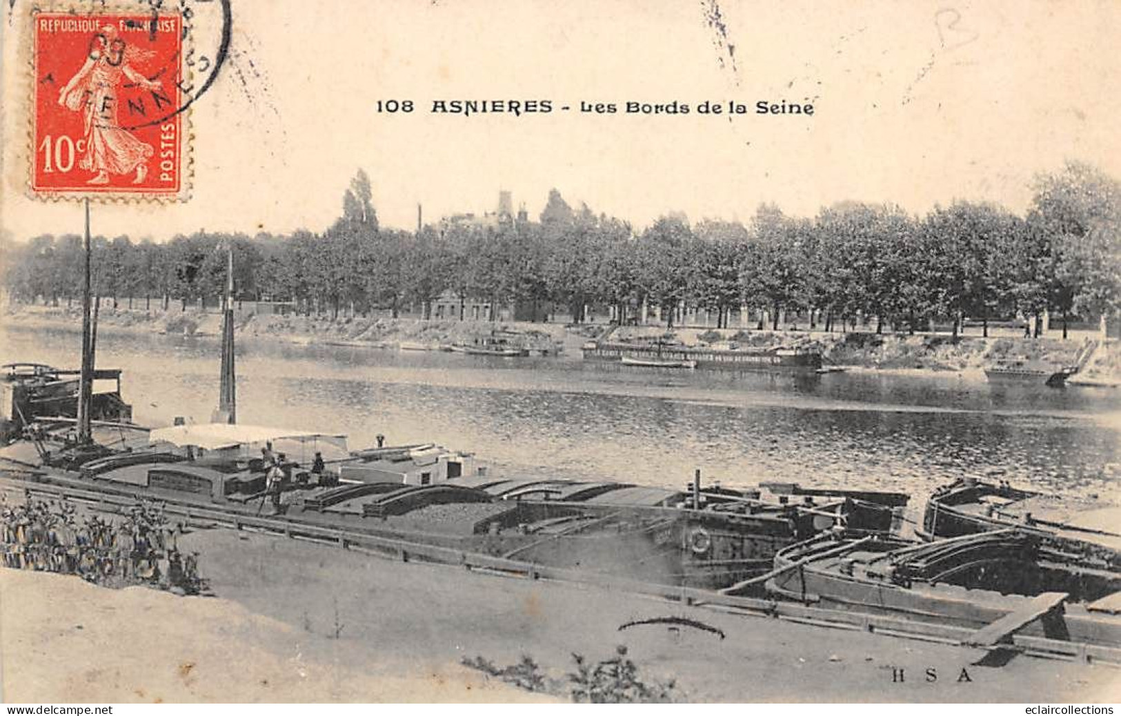 Asnières Sur Seine       92       Bords De La Seine  . Péniches         (voir Scan) - Asnieres Sur Seine