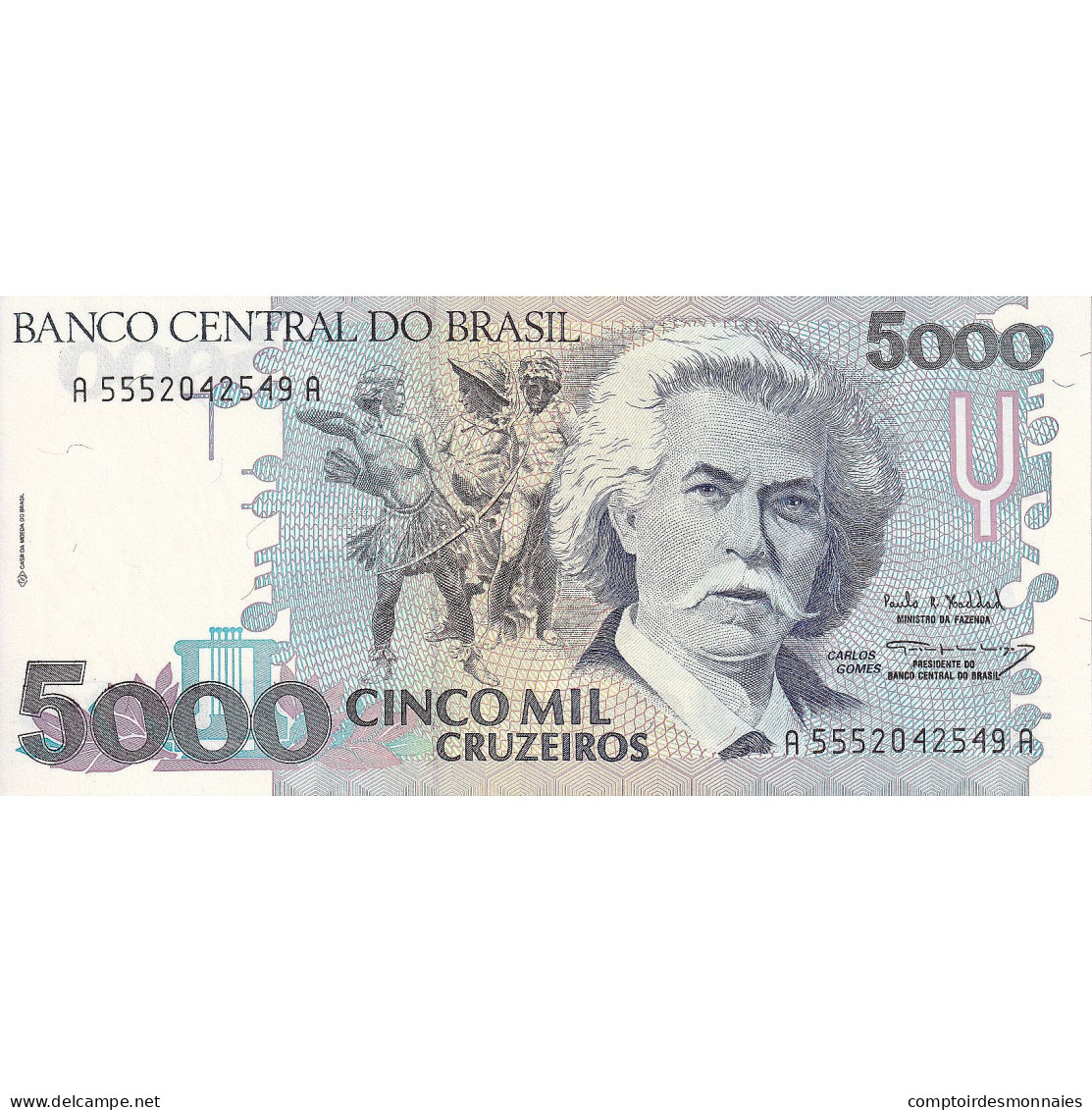 Billet, Brésil, 5000 Cruzeiros, 1993, Undated, KM:232c, NEUF - Brésil