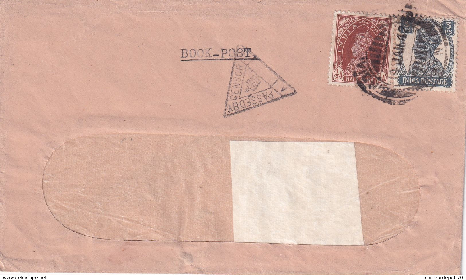 LIVRE-POST PASSÉ PAR 3 AFFRANCHISSEMENT INDLA INDLA POSTAGE Inde India 1942 Patna - Enveloppes