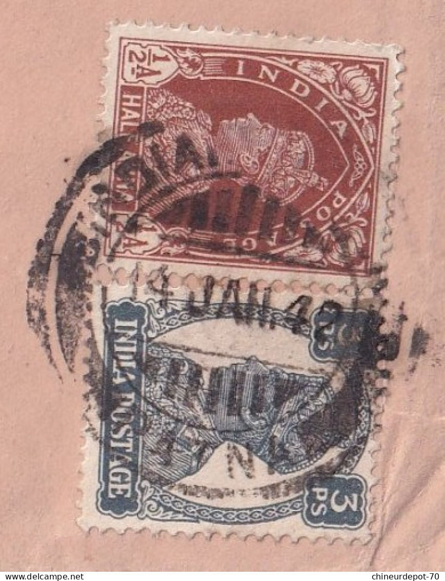 LIVRE-POST PASSÉ PAR 3 AFFRANCHISSEMENT INDLA INDLA POSTAGE Inde India 1942 Patna - Buste