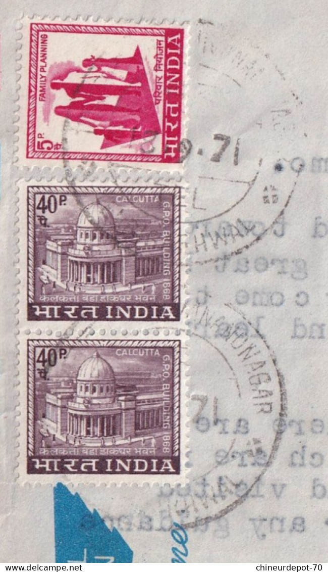 Facade PAR AVION Aérogramme INDE Calcutta Indie India - Covers