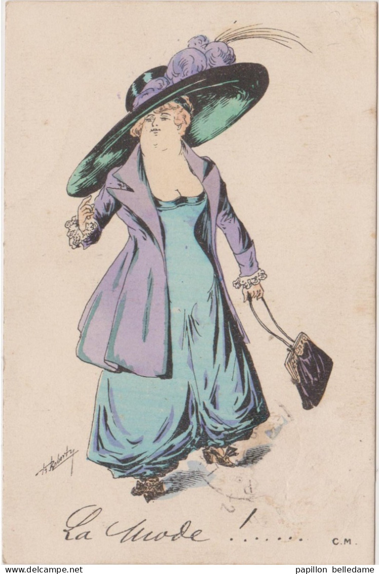 La Mode  Illustrateur Art Nouveau  Femme Au Chapeau - Robert