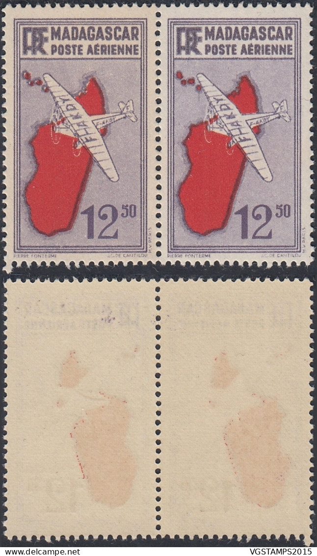 Madagascar 1935-France Colonie. Timbres Neufs. Yvert Nr.: PAII. A Paire.. One Avec Curiositée......(EB) DC-12208 - Unused Stamps