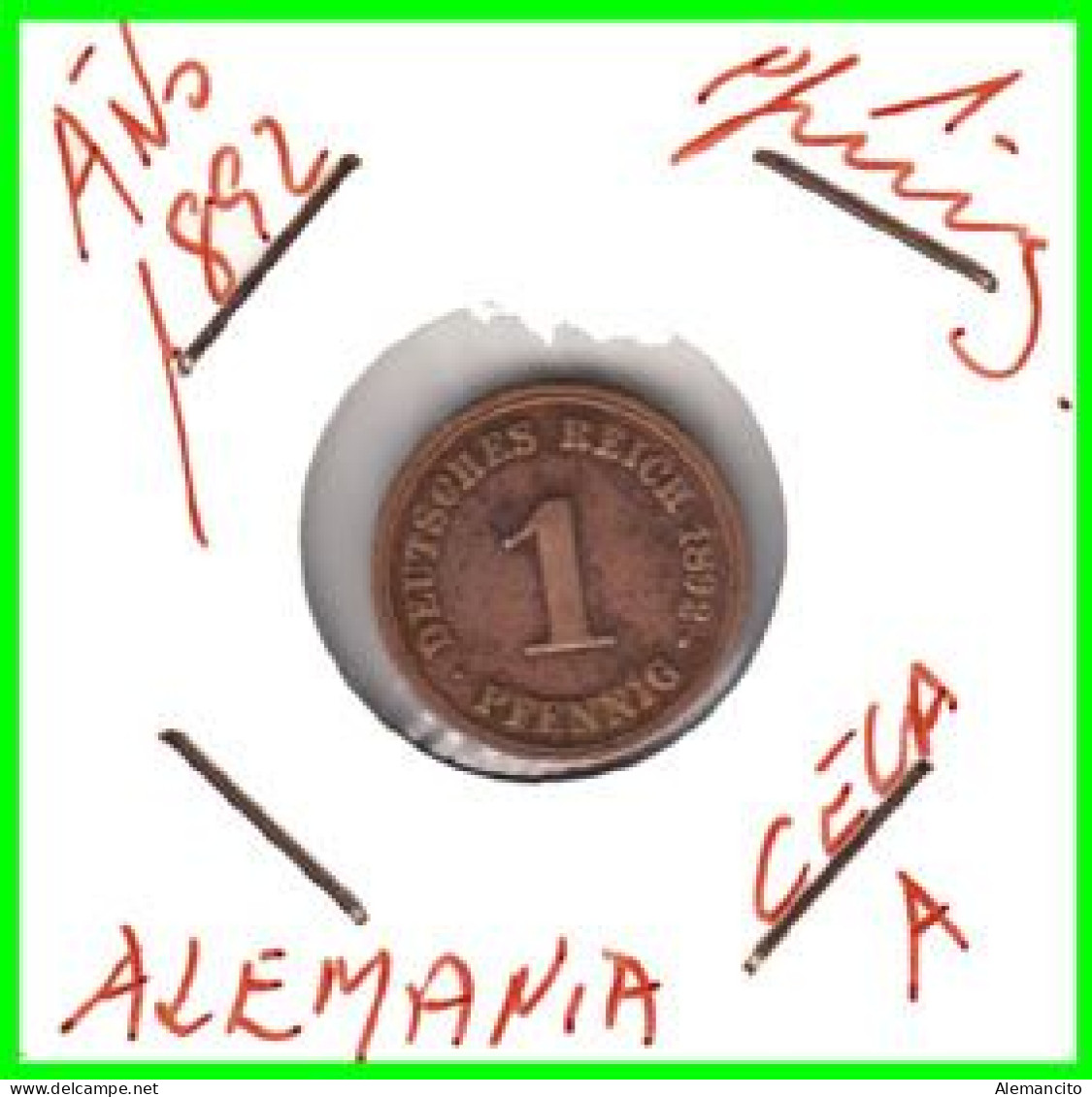 ALEMANIA – GERMANY - IMPERIO MONEDA DE COBRE DIAMETRO 17.5 Mm. DEL AÑO 1892 – CECA-A- KM-1  GOBERNANTE: WILHELM II - 1 Pfennig