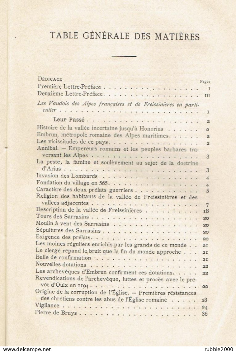 1890 LES VAUDOIS DES ALPES FRANCAISES ET DE FREISSINIERES EN PARTICULIER LEUR PASSE LEUR PRESENT LEUR AVENIR L. BRUNEL - Provence - Alpes-du-Sud