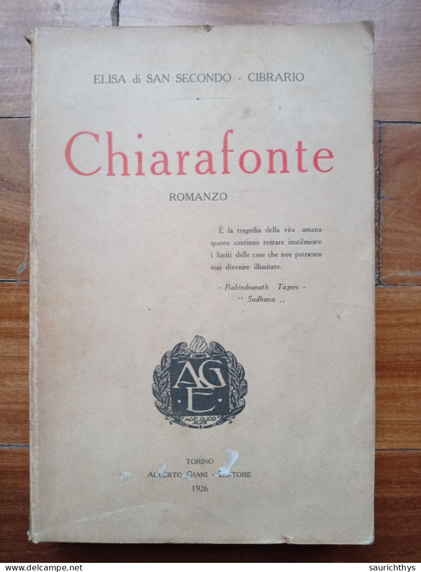 Elisa Di San Secondo Cibrario Chiarafonte Romanzo Alberto Giani Editore Torino 1926 - Nouvelles, Contes