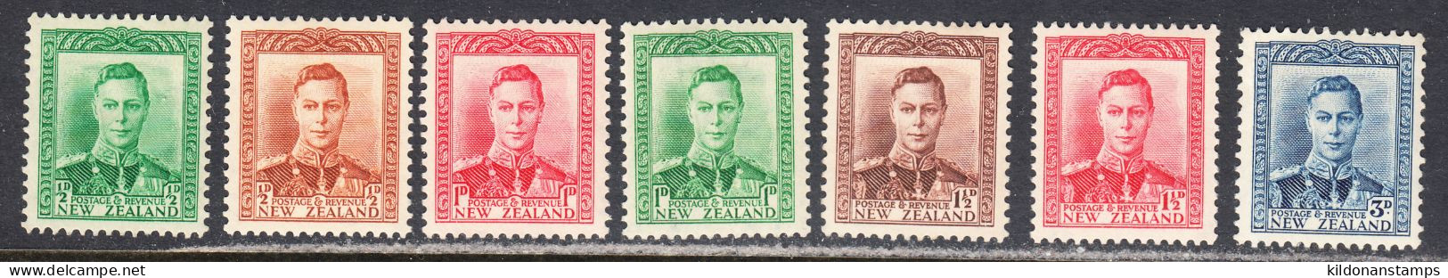 New Zealand 1938-44 Mint Mounted, Sc# , SG 603-609 - Unused Stamps