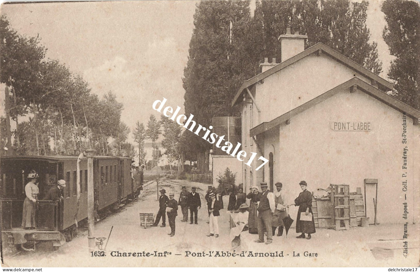 CPA 17 0148 Pont-l'Abbé-d'Arnoult - La Gare - Animée Personnes Et Train - écrite - Pont-l'Abbé-d'Arnoult