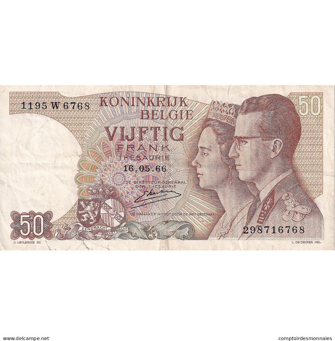 Belgique, 50 Francs, 1966-05-16, KM:139, TTB - 50 Francs