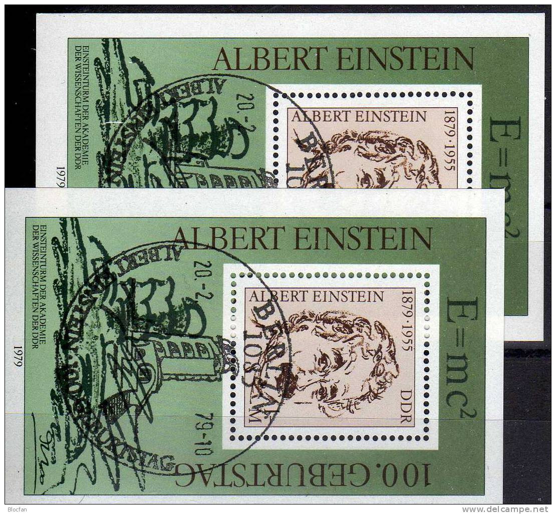 Abart 1979 Haar über Augenbraue DDR Block 54 I SST 62€+Vergleichsstück Einstein Porträt Ss Error On The Stamp Bf Germany - 1971-1980
