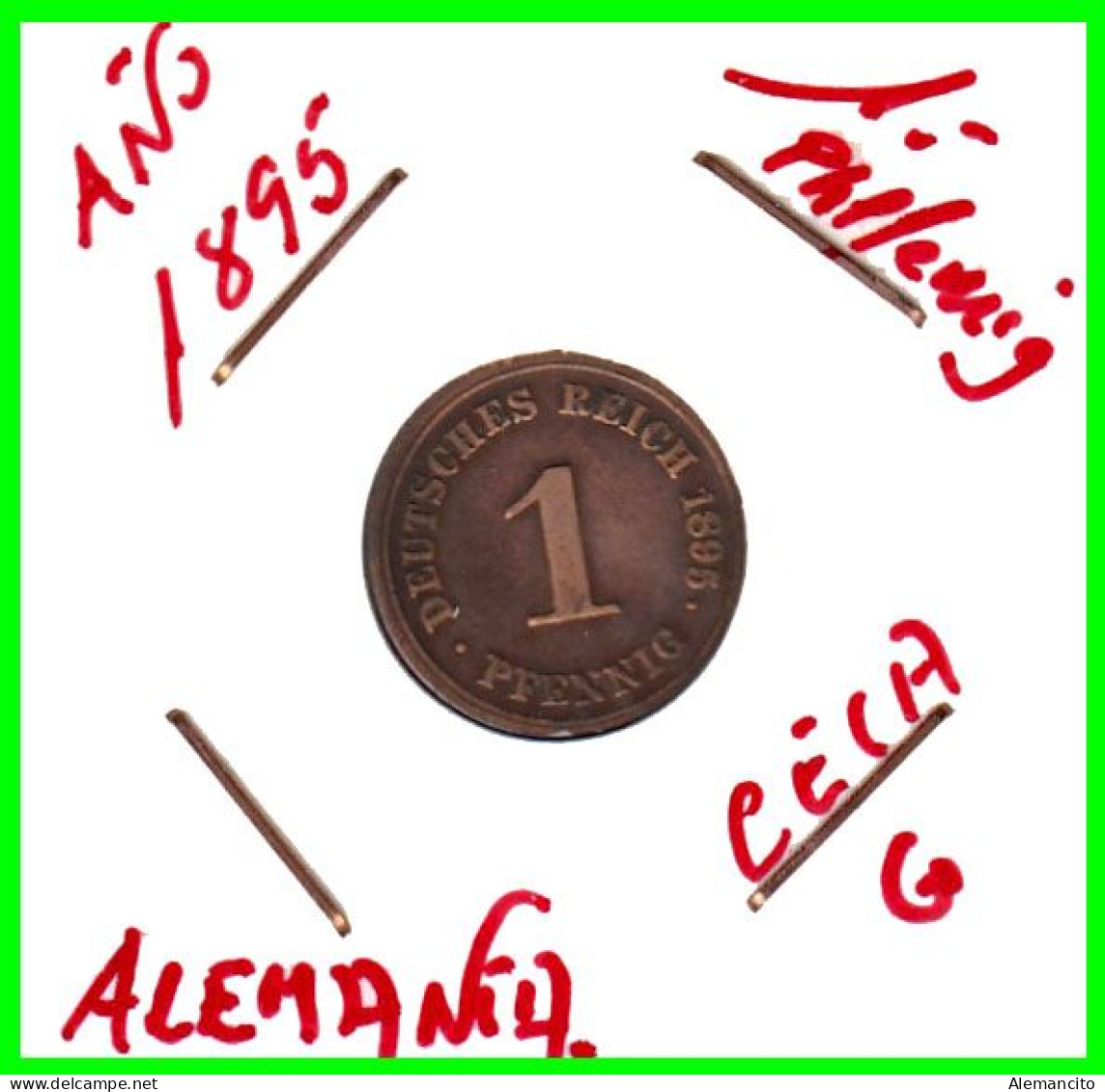 ALEMANIA – GERMANY - IMPERIO MONEDA DE COBRE DIAMETRO 17.5 Mm. DEL AÑO 1895 – CECA-G- KM-1  GOBERNANTE: GUILLERMO I - 1 Pfennig