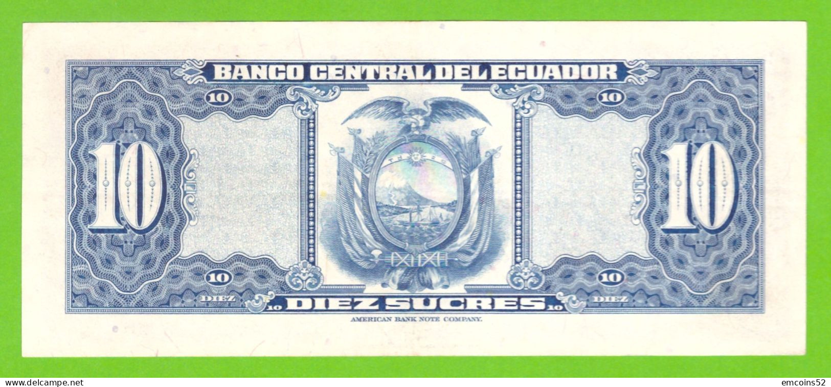 ECUADOR 10 SUCRES 1971 KY  P-101  XF- - Equateur