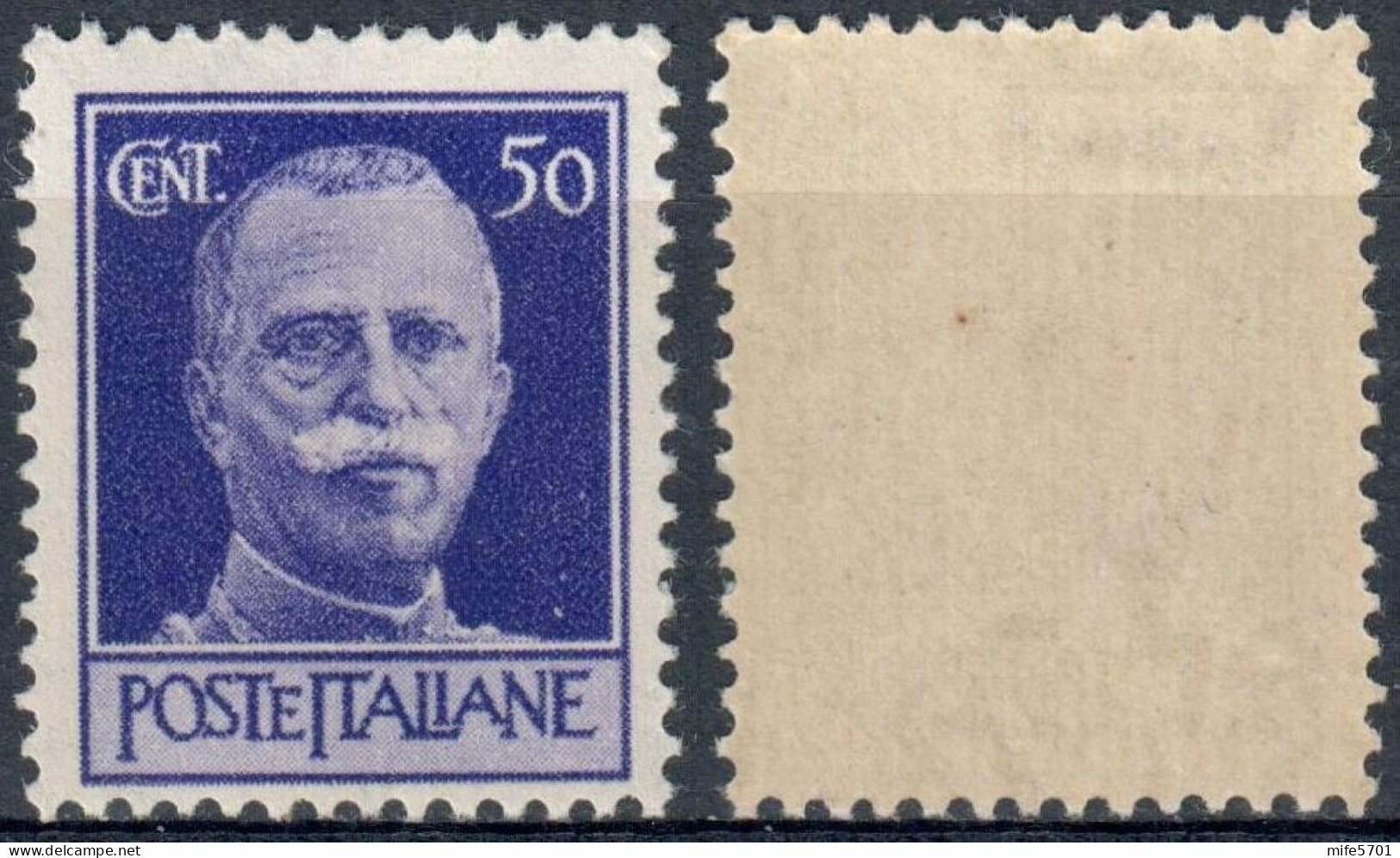 LUOGOTENENZA 1945 FRANCOBOLLO DA C. 50 EMISSIONE DI ROMA SENZA FASCI FILIGRANA CORONA - NUOVO MNH ** SASSONE 517 - Mint/hinged