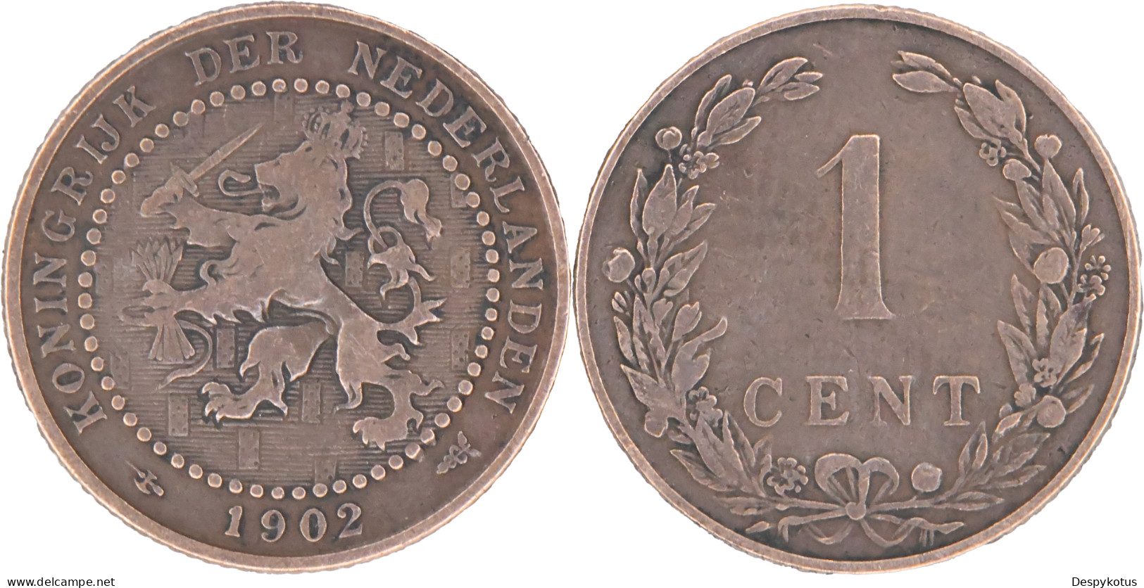 PAYS-BAS - 1902 - 1 Cent - KM#132.2 - 17-014 - 1 Centavos