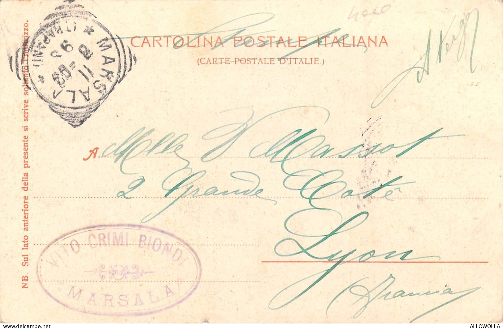 24686 " MARSALA-ARAZZI DONATI A MONSIGNOR LOMBARDO DA RE ALFONSO D'ARAGONA " -VERA FOTO-CART. SPED.1903 - Marsala