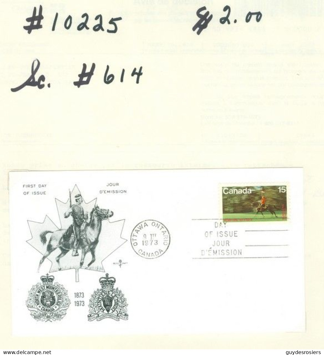 Mounted Police Montée; GRC / RCMP; Gendarmerie; Sc. # 614; Pli Premier Jour / First Day Cover (10225) - Oblitérés