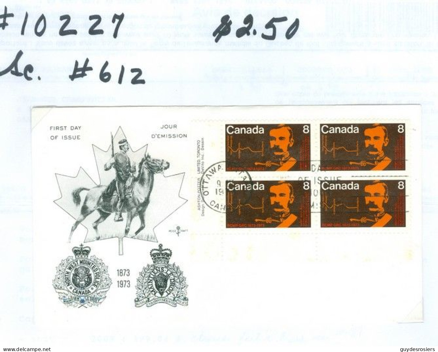 Mounted Police Montée; GRC / RCMP; Gendarmerie; Sc. # 612; Pli Premier Jour / First Day Cover (10227) - Oblitérés