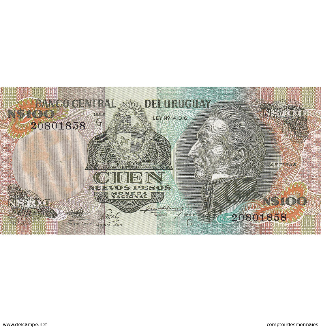 Uruguay, 100 Nuevos Pesos, KM:60a, NEUF - Uruguay