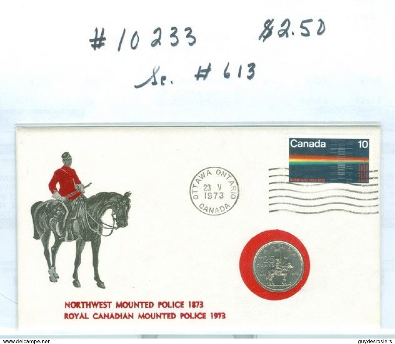 Mounted Police Montée; GRC / RCMP; Gendarmerie; Sc. # 613; Pli Premier Jour / First Day Cover (10233) - Oblitérés