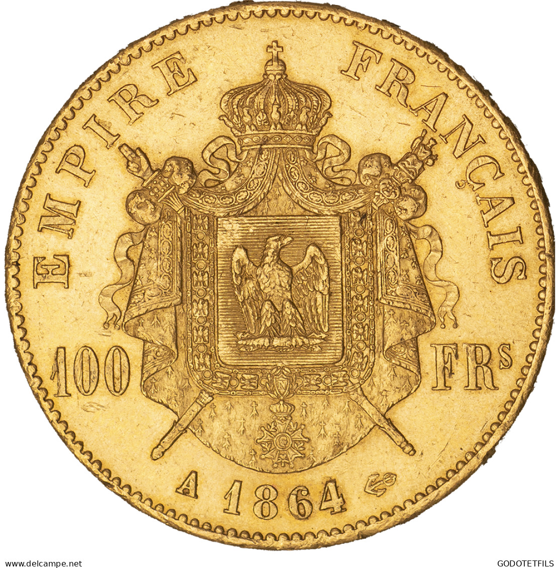 Second-Empire- 100 Francs Napoléon III Tête Laurée 1864 Paris - 100 Francs-or