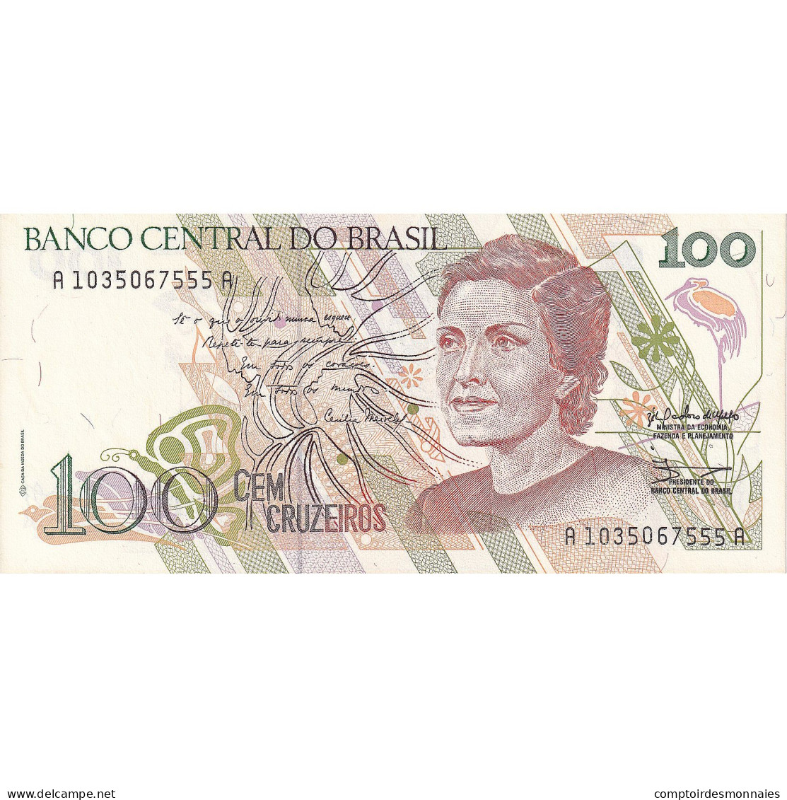 Billet, Brésil, 100 Cruzeiros, 1990-1993, UNdated (1990), KM:228, NEUF - Brésil
