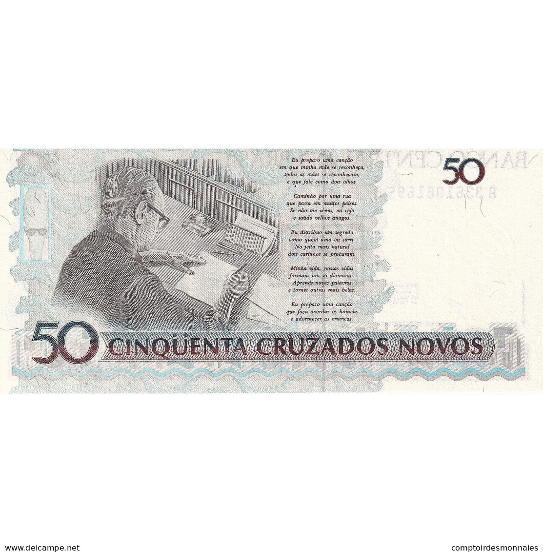 Billet, Brésil, 50 Cruzeiros On 50 Cruzados Novos, 1990, KM:223, NEUF - Brésil