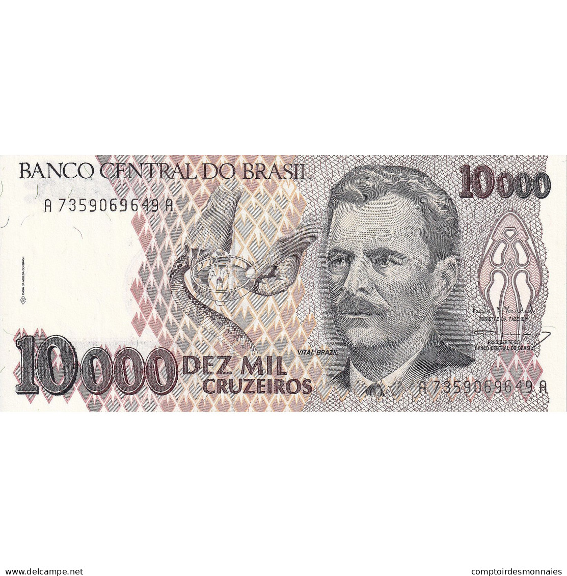 Billet, Brésil, 10,000 Cruzeiros, 1990-1993, 1992, KM:233b, NEUF - Brésil