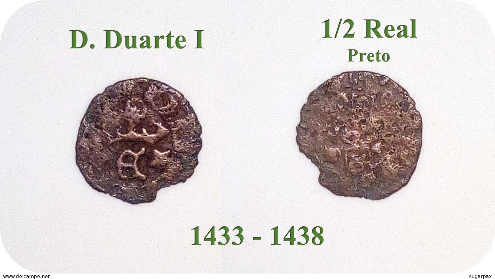 D. DUARTE I - 1/2 Real Preto - N/D ( 1433 - 1438 ) - A.G. 01.02 - Monarquia Portugal - Portugal