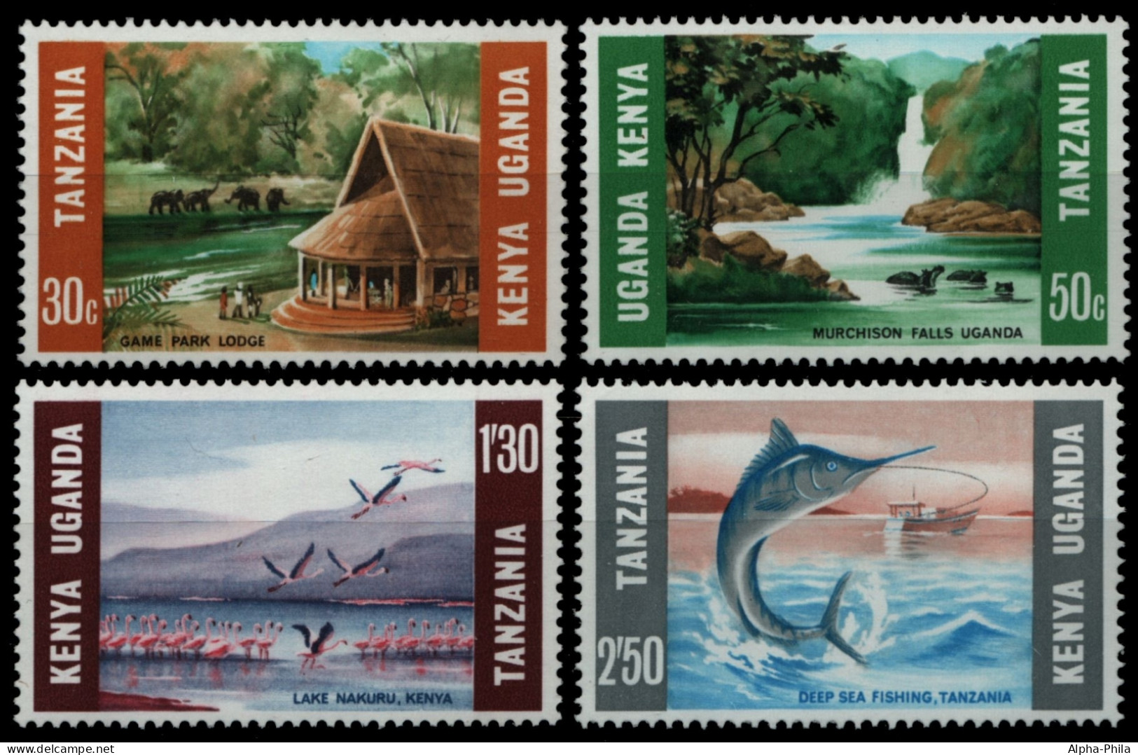 Ostafrikanische Gemeinschaft 1966 - Mi-Nr. 148-151 ** - MNH - Natur-Tourismus - Kenya, Oeganda & Tanzania