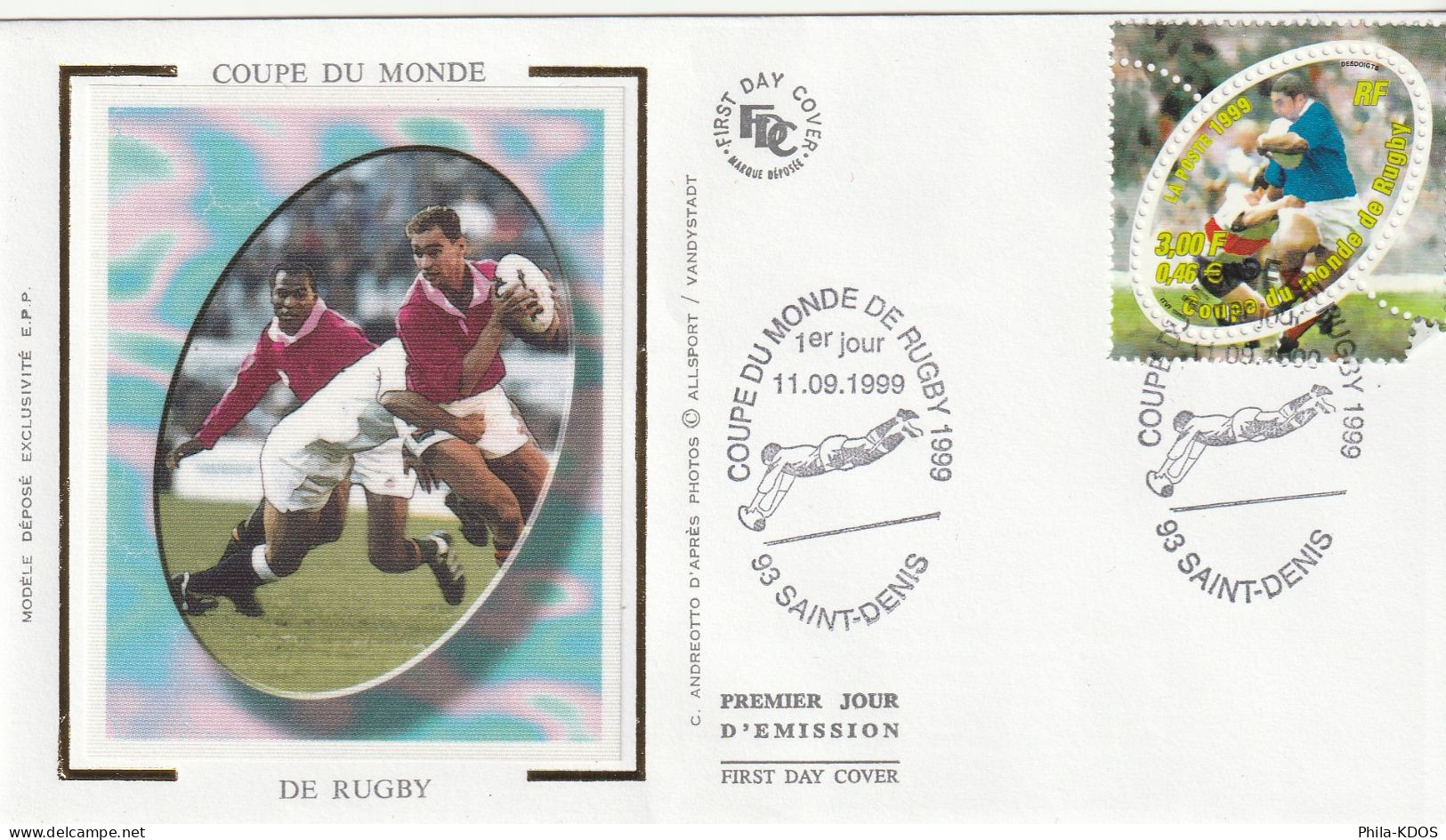 " COUPE DU MONDE DE RUGBY 1999 " Sur Enveloppe 1er Jour N° YT 3280 Parfait état FDC à Saisir !!! - Rugby