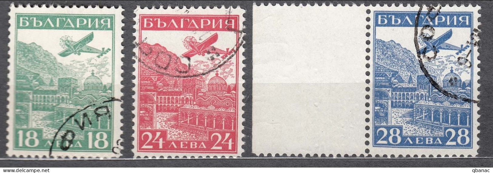 Bulgaria 1932 Airmail Airplanes Mi#249-251 Used - Gebruikt