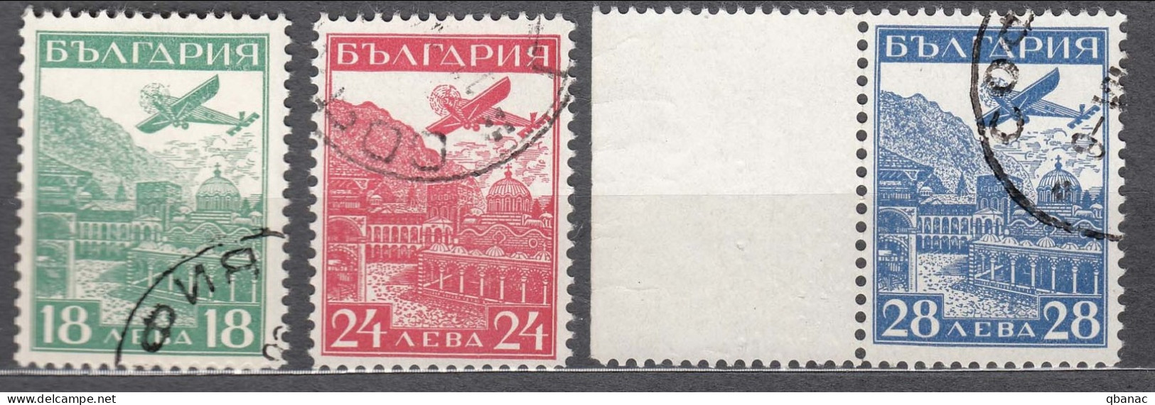 Bulgaria 1932 Airmail Airplanes Mi#249-251 Used - Used Stamps