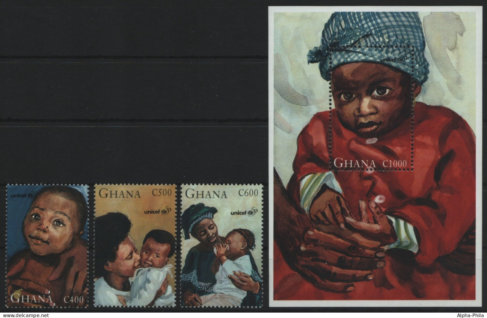 Ghana 1996 - Mi-Nr. 2397-2399 & Block 302 ** - MNH - Kinderhilfswerk - Ghana (1957-...)