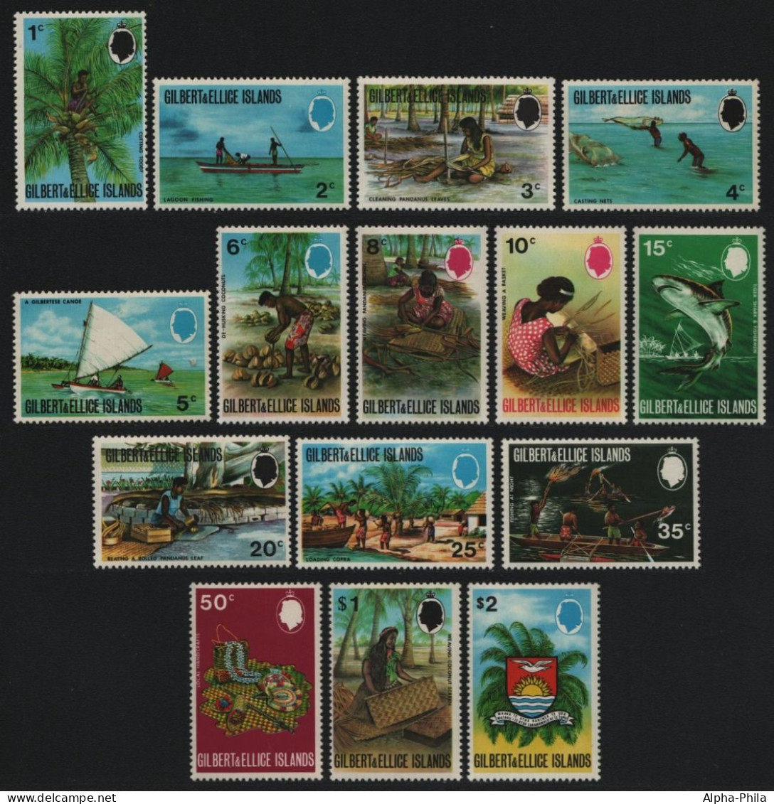 Gilbert Und Ellice 1971 - Mi-Nr. 168-181 ** - MNH - Freimarken / Definitives (1) - Gilbert & Ellice Islands (...-1979)