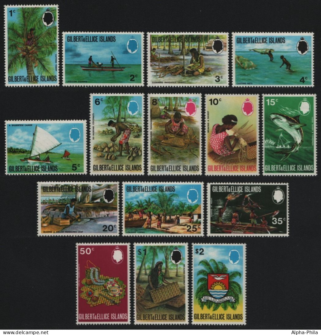 Gilbert Und Ellice 1971 - Mi-Nr. 168-181 ** - MNH - Freimarken / Definitives (2) - Islas Gilbert Y Ellice (...-1979)