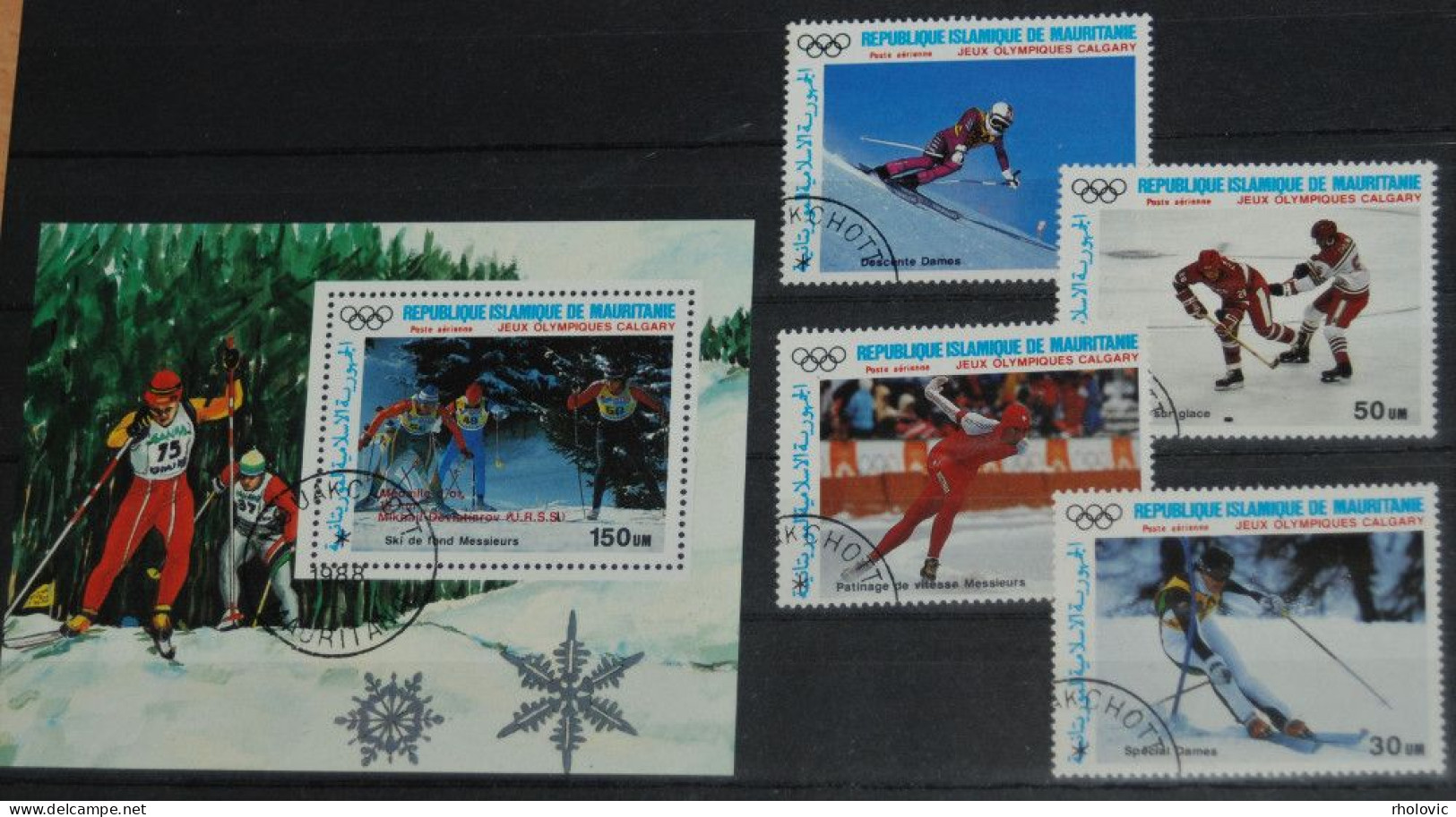 MAURITANIE 1987, Olympic Winter Games - Calgary 1988, Sports, Mi #912-5 + B69, Used - Winter 1988: Calgary