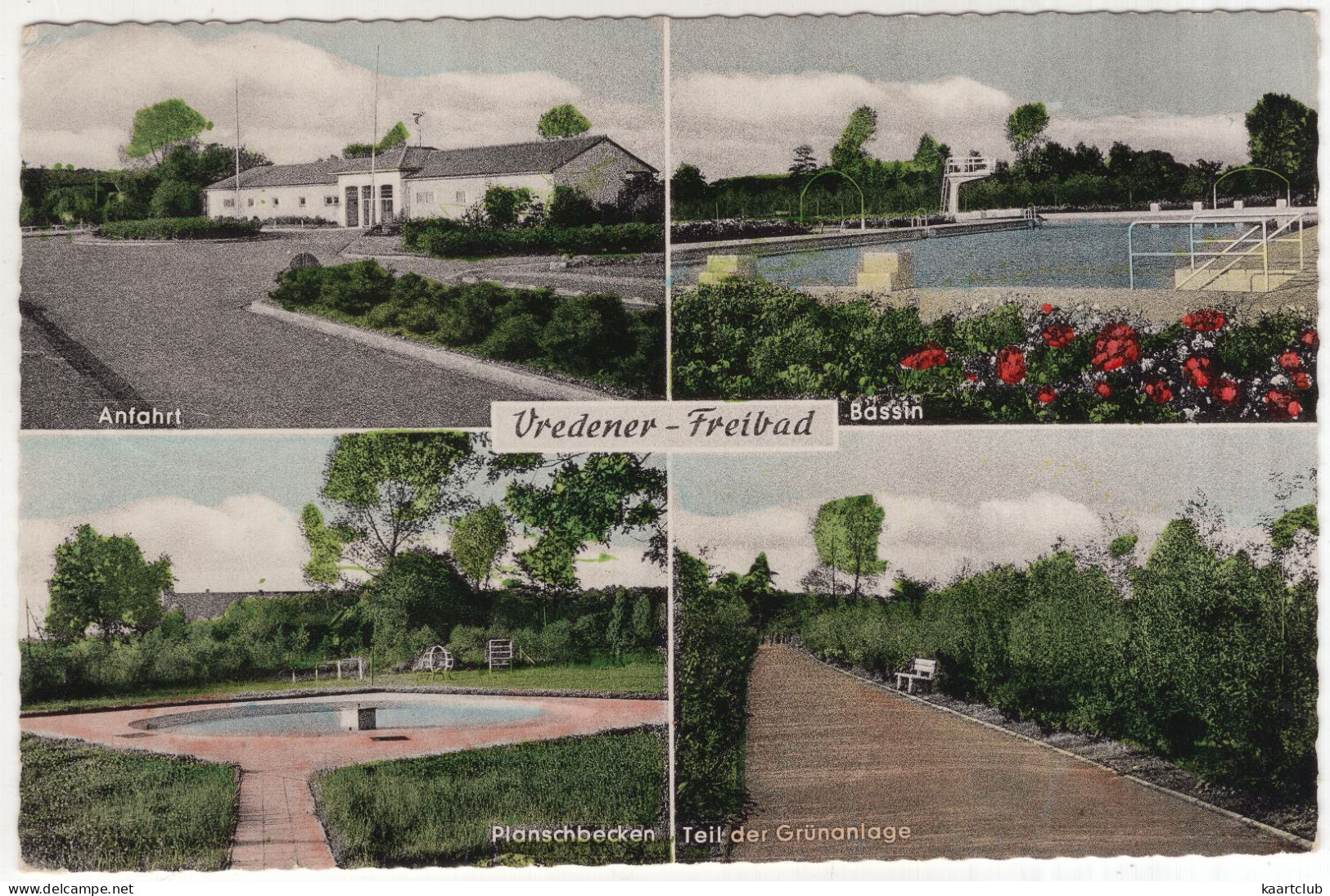 Vreden - Vredener-Freibad: Anfahrt, Bassin, Planschbecken, Grünanlage - (Deutschland) - 1964 - Borken