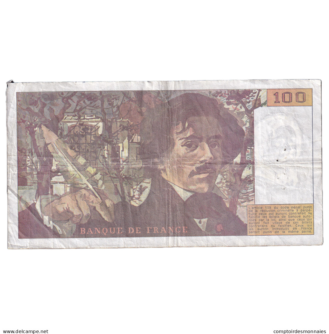 France, 100 Francs, Delacroix, 1990, E.180, TB, Fayette:69bis.02d, KM:154e - 100 F 1978-1995 ''Delacroix''