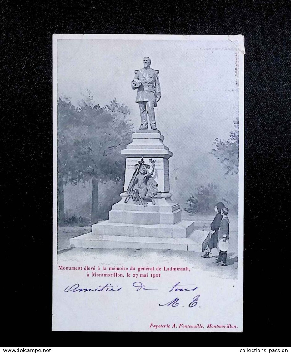 Cp,  Montmorillon, Militaria, Monument élevé à La Mémoire Du Général De Ladmirault Le 27 Mai 1901, Dos Simple, Voyagée - Montmorillon