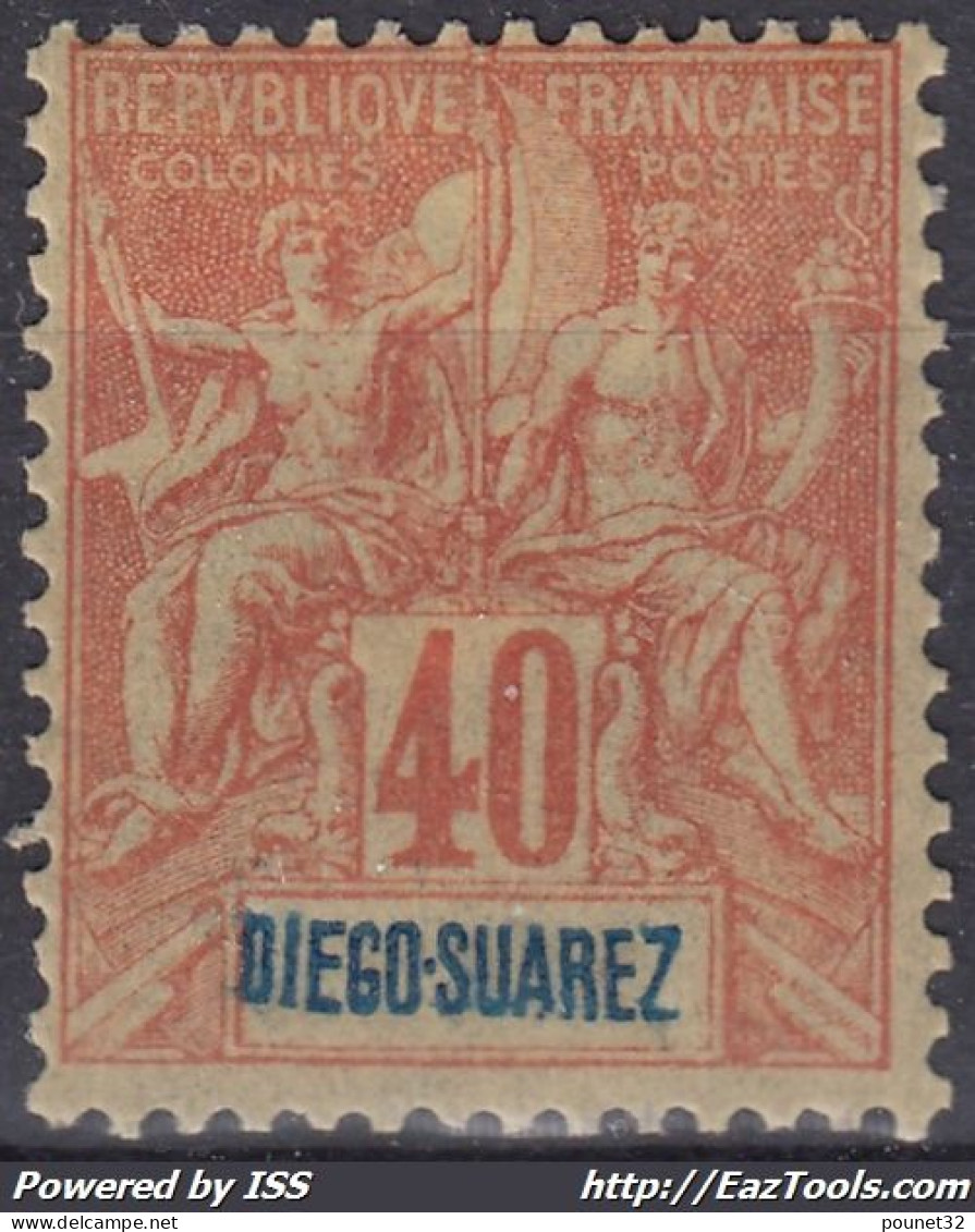 TIMBRE DIEGO SUAREZ TYPE GROUPE 40c N° 47 NEUF * GOMME AVEC CHARNIERE - Unused Stamps