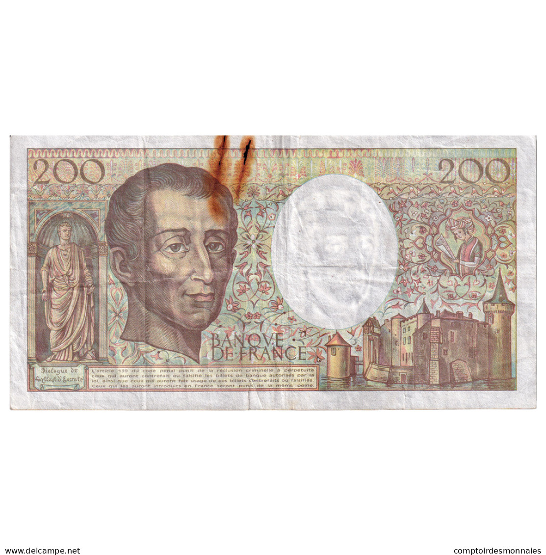 France, 200 Francs, Montesquieu, 1992, C.138, B, Fayette:70.12c, KM:155e - 200 F 1981-1994 ''Montesquieu''