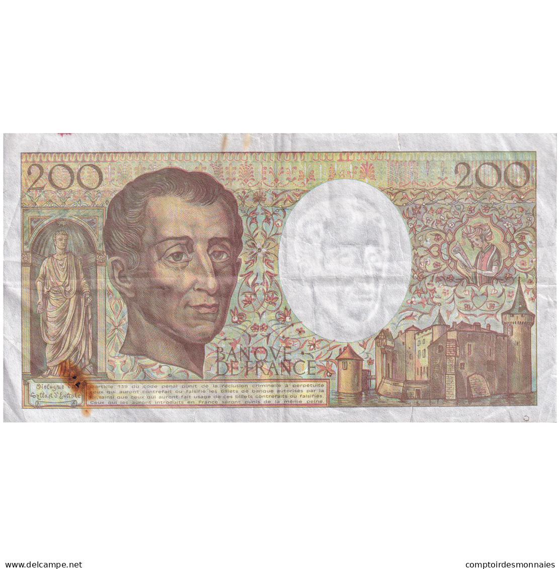 France, 200 Francs, Montesquieu, 1992, E.136, TB, Fayette:70.12c, KM:155e - 200 F 1981-1994 ''Montesquieu''