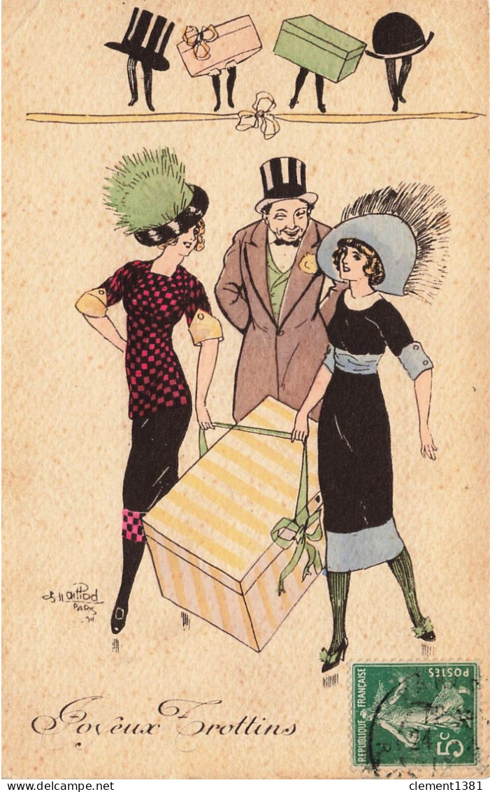 Illustrateur Illustration Naillod Paris Serie 150 Art Deco Joyeux Trottins - Naillod