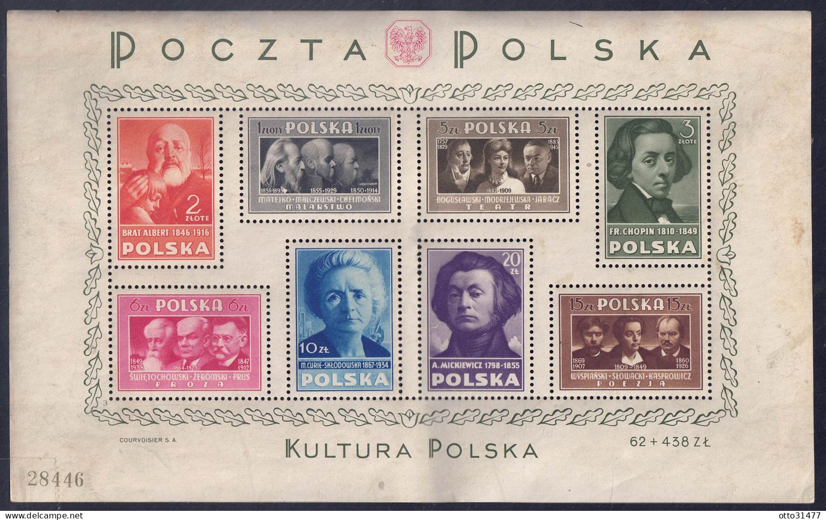 Polen 1948 - Polnische Kultur, Block 10, Ungebraucht / MLH - Neufs