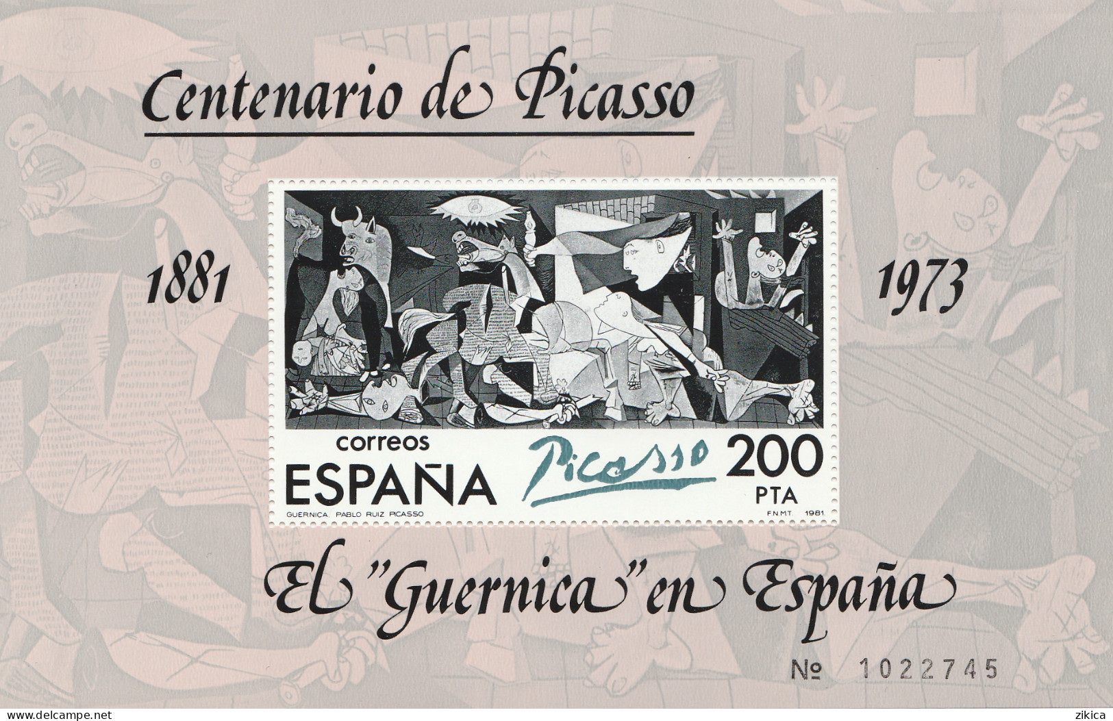 Spain - 1981 The 100th Anniversary Of The Birth Of Pablo Ruiz, 1881-1973, S/S.MNH** - Blocs & Hojas