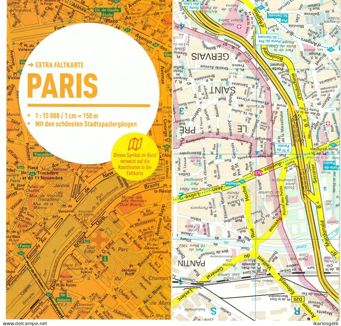 PARIS Frankreich 2014 Grosser Falt-Stadtplan 1:15000 Mit Verkehrsmitteln Sehenswürdsigkeiten Pp - Cartes Topographiques