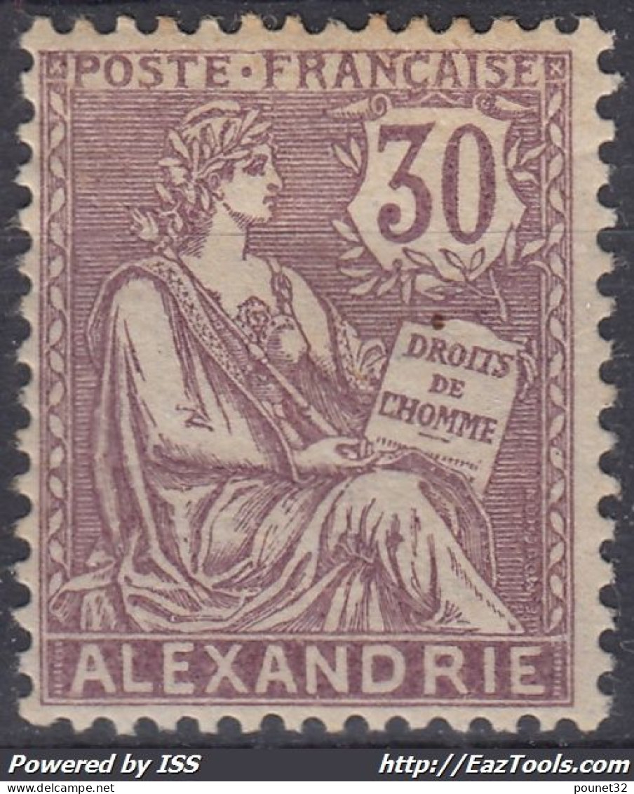 TIMBRE ALEXANDRIE MOUCHON 30c VIOLET N° 28 NEUF * GOMME AVEC CHARNIERE - Neufs